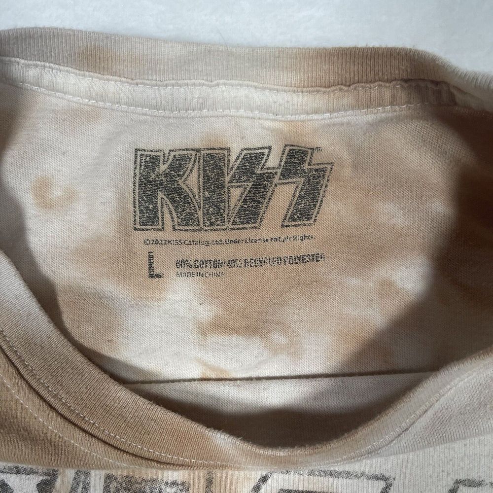 KISS  Men's‎ Large Brown Tie Dye Short Sleeve Band Concert T-Shirt Retro - Picture 3 of 6